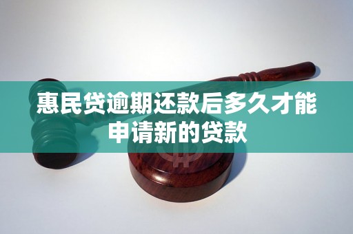 惠民贷逾期还款后多久才能申请新的贷款