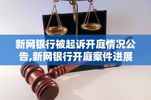 新网银行被起诉开庭情况公告,新网银行开庭案件进展