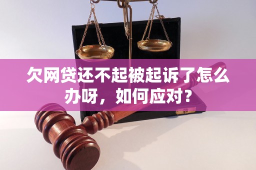 欠网贷还不起被起诉了怎么办呀，如何应对？