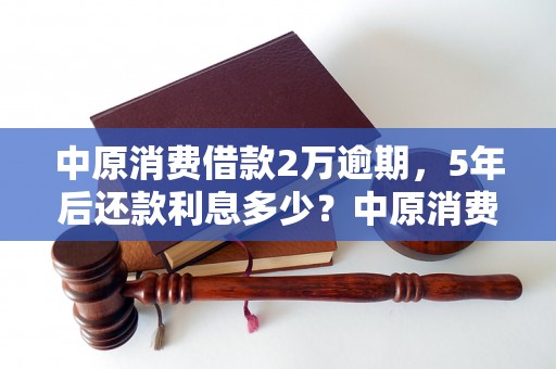 中原消费借款2万逾期，5年后还款利息多少？中原消费贷款逾期2万，五年后还款利息多少？中原消费借款2万逾期5年，应还利息多少？中原消费借款2万逾期5年，利息总额为多少？