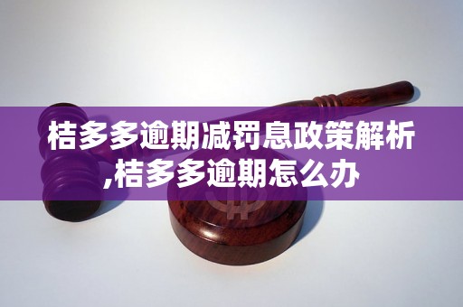 桔多多逾期减罚息政策解析,桔多多逾期怎么办