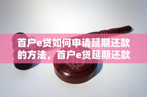 首户e贷如何申请延期还款的方法，首户e贷延期还款的具体流程