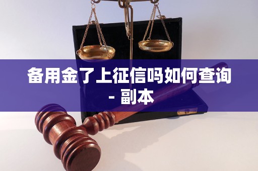 备用金了上征信吗如何查询 - 副本