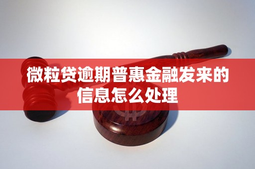 微粒贷逾期普惠金融发来的信息怎么处理