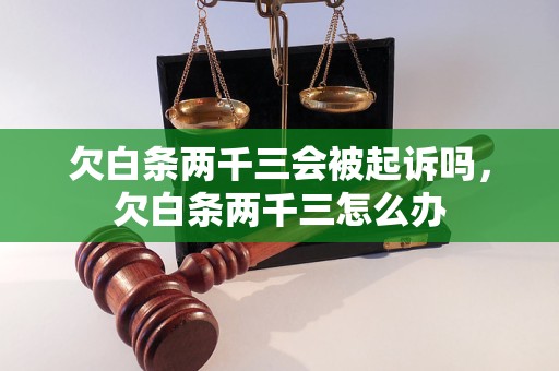 欠白条两千三会被起诉吗，欠白条两千三怎么办