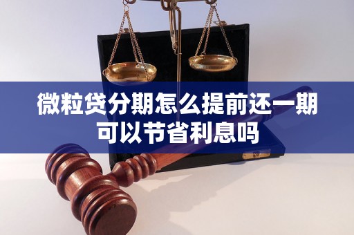 微粒贷分期怎么提前还一期可以节省利息吗