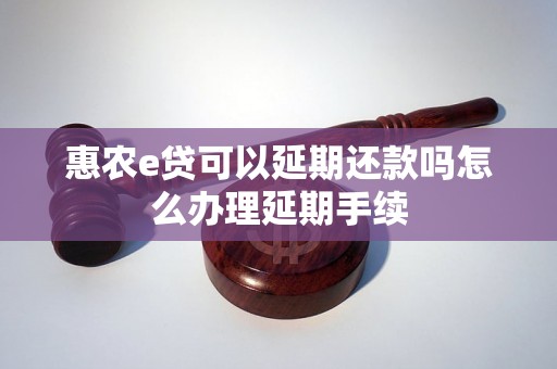 惠农e贷可以延期还款吗怎么办理延期手续