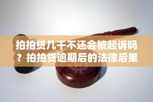 拍拍贷几千不还会被起诉吗？拍拍贷逾期后的法律后果解析