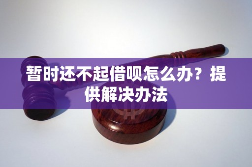 暂时还不起借呗怎么办？提供解决办法