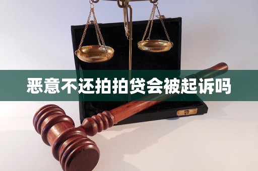 恶意不还拍拍贷会被起诉吗