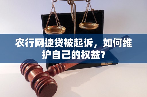 农行网捷贷被起诉，如何维护自己的权益？