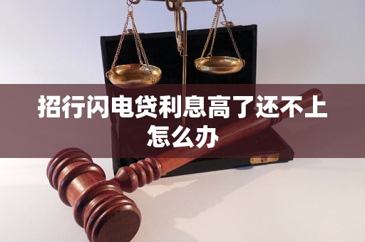 招行闪电贷利息高了还不上怎么办