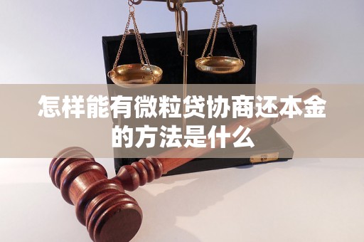 怎样能有微粒贷协商还本金的方法是什么