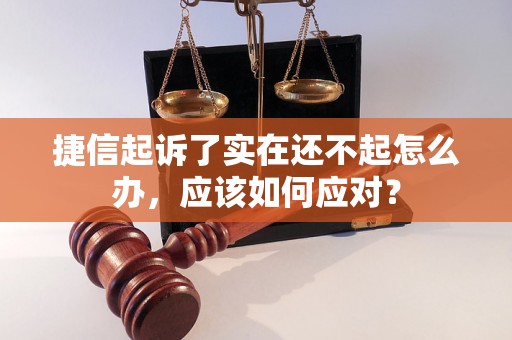 捷信起诉了实在还不起怎么办，应该如何应对？