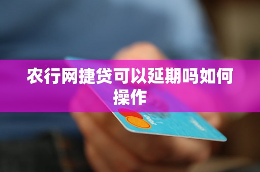 农行网捷贷可以延期吗如何操作