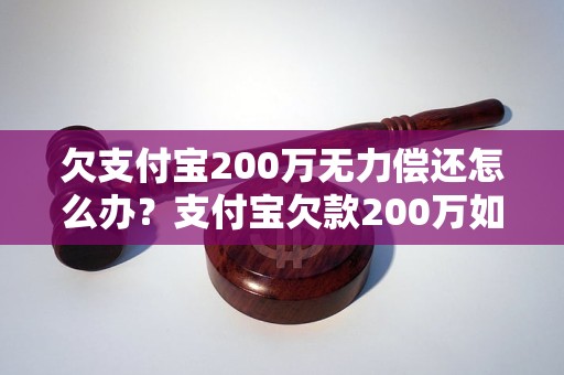 欠支付宝200万无力偿还怎么办？支付宝欠款200万如何解决？