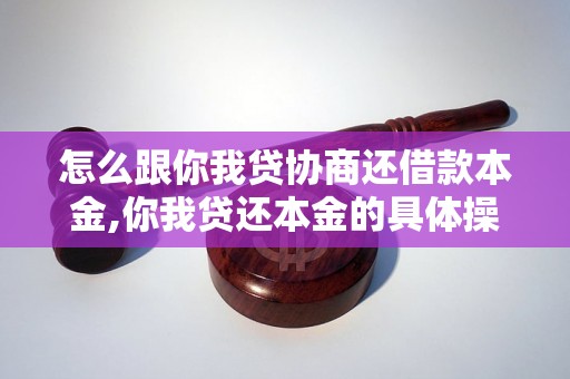 怎么跟你我贷协商还借款本金,你我贷还本金的具体操作步骤