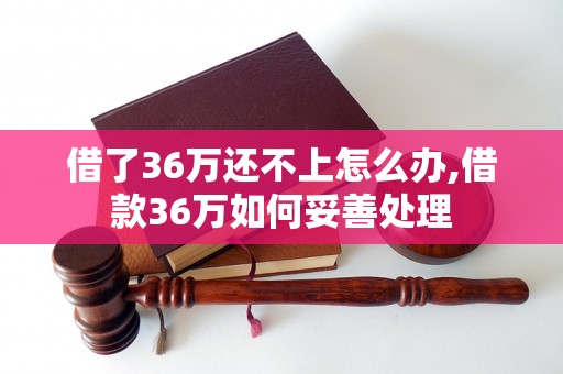 借了36万还不上怎么办,借款36万如何妥善处理