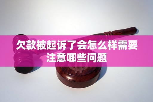 欠款被起诉了会怎么样需要注意哪些问题