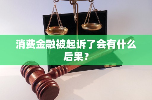 消费金融被起诉了会有什么后果？