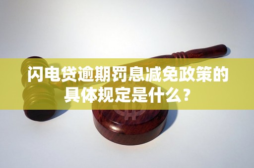 闪电贷逾期罚息减免政策的具体规定是什么？