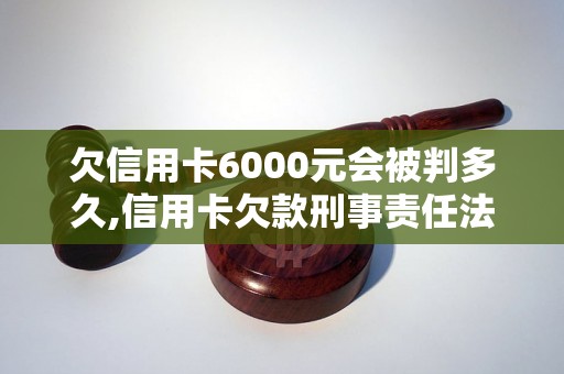 欠信用卡6000元会被判多久,信用卡欠款刑事责任法律规定