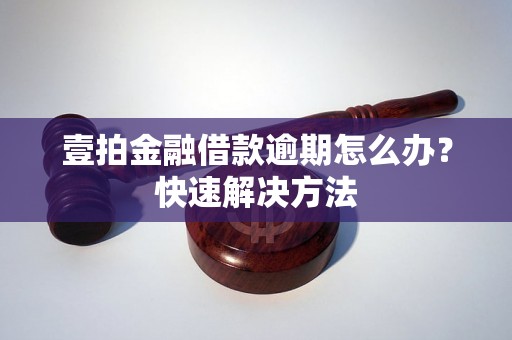 壹拍金融借款逾期怎么办？快速解决方法