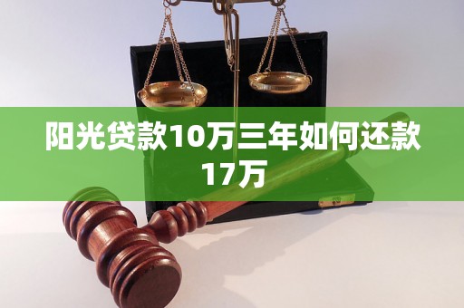 阳光贷款10万三年如何还款17万