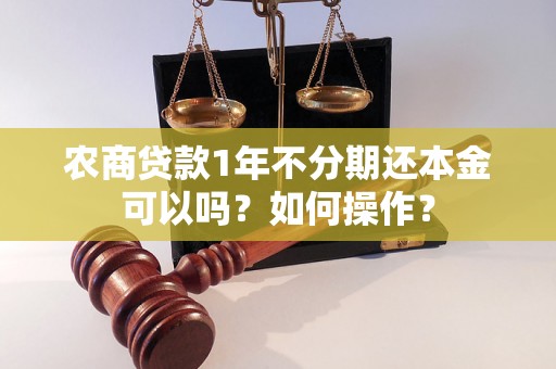 农商贷款1年不分期还本金可以吗？如何操作？