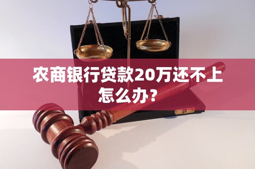 农商银行贷款20万还不上怎么办？