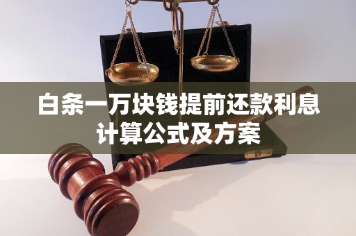 白条一万块钱提前还款利息计算公式及方案