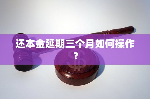 还本金延期三个月如何操作？