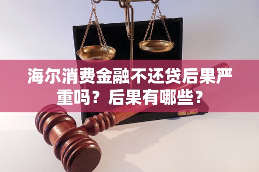 海尔消费金融不还贷后果严重吗？后果有哪些？