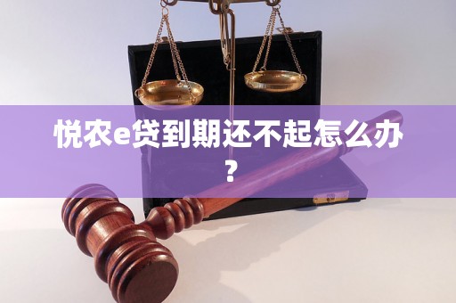 悦农e贷到期还不起怎么办？