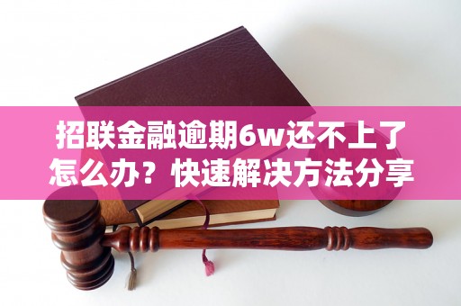 招联金融逾期6w还不上了怎么办？快速解决方法分享