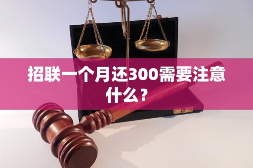 招联一个月还300需要注意什么？