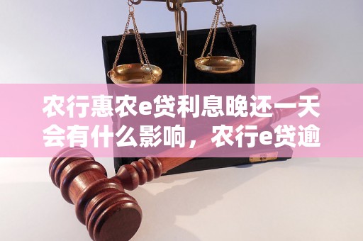 农行惠农e贷利息晚还一天会有什么影响，农行e贷逾期还款后果