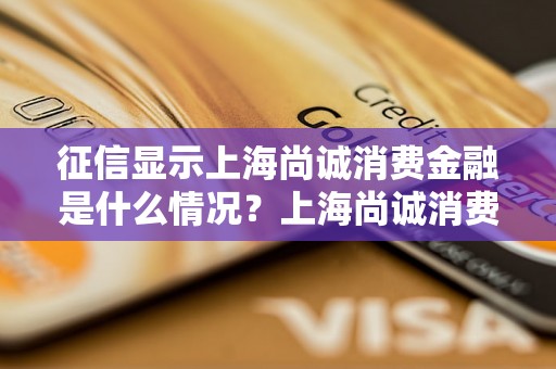 征信显示上海尚诚消费金融是什么情况？上海尚诚消费金融信用怎么样？