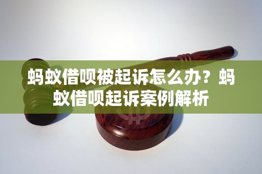 蚂蚁借呗被起诉怎么办？蚂蚁借呗起诉案例解析