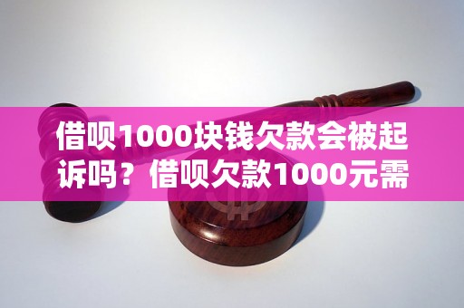 借呗1000块钱欠款会被起诉吗？借呗欠款1000元需注意哪些法律风险