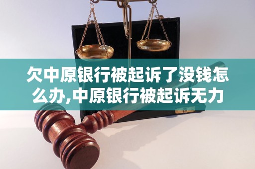 欠中原银行被起诉了没钱怎么办中原银行被起诉无力偿还贷款怎么办