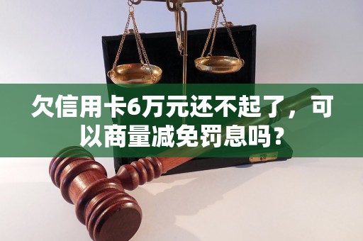 欠信用卡6万元还不起了，可以商量减免罚息吗？