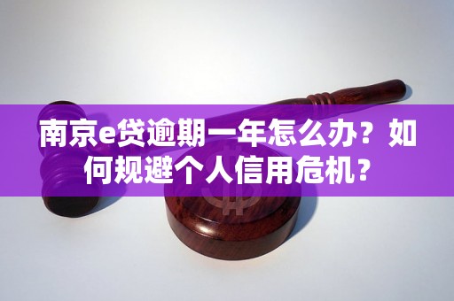 南京e贷逾期一年怎么办？如何规避个人信用危机？