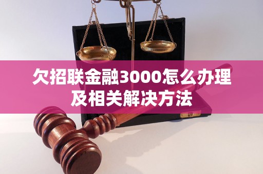 欠招联金融3000怎么办理及相关解决方法