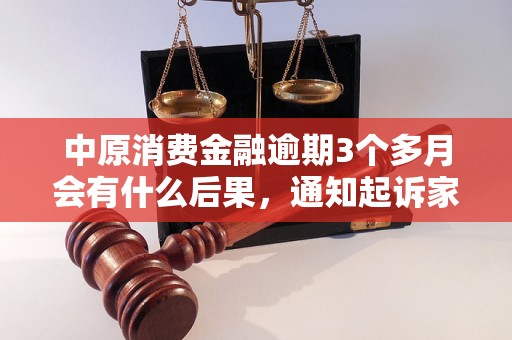 中原消费金融逾期3个多月会有什么后果，通知起诉家属