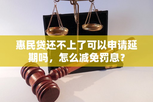 惠民贷还不上了可以申请延期吗，怎么减免罚息？