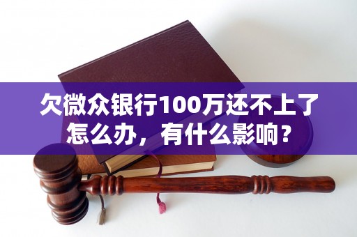 欠微众银行100万还不上了怎么办，有什么影响？