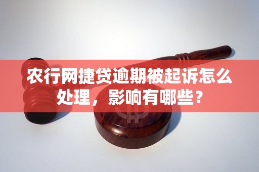 农行网捷贷逾期被起诉怎么处理，影响有哪些？