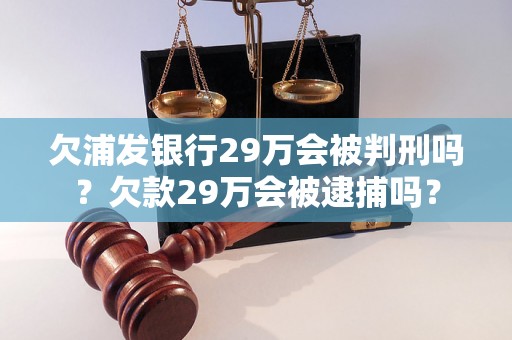 欠浦发银行29万会被判刑吗？欠款29万会被逮捕吗？