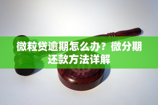 微粒贷逾期怎么办？微分期还款方法详解